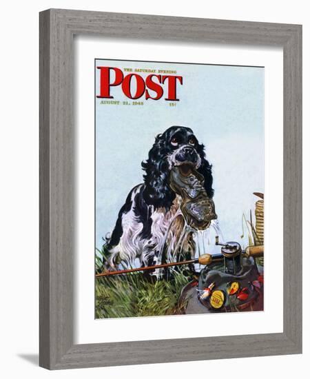 "Butch Fishes for a Shoe," Saturday Evening Post Cover, August 21, 1948-Albert Staehle-Framed Premium Giclee Print