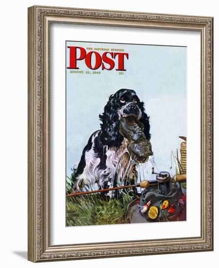 "Butch Fishes for a Shoe," Saturday Evening Post Cover, August 21, 1948-Albert Staehle-Framed Giclee Print