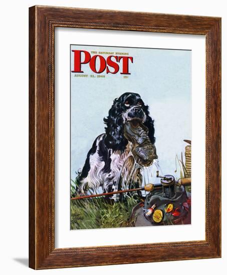 "Butch Fishes for a Shoe," Saturday Evening Post Cover, August 21, 1948-Albert Staehle-Framed Giclee Print