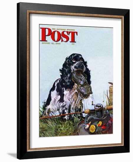 "Butch Fishes for a Shoe," Saturday Evening Post Cover, August 21, 1948-Albert Staehle-Framed Giclee Print