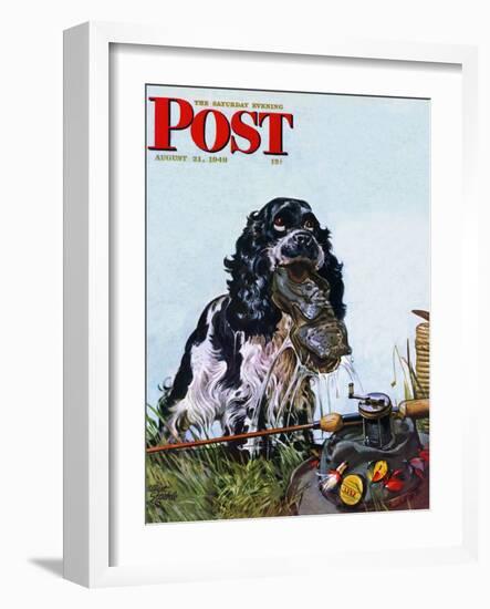 "Butch Fishes for a Shoe," Saturday Evening Post Cover, August 21, 1948-Albert Staehle-Framed Giclee Print