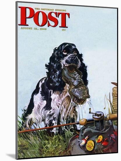 "Butch Fishes for a Shoe," Saturday Evening Post Cover, August 21, 1948-Albert Staehle-Mounted Giclee Print