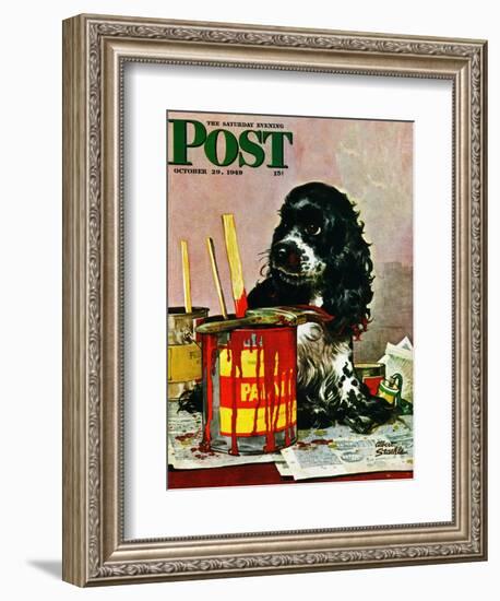 "Butch & Paint Cans," Saturday Evening Post Cover, October 29, 1949-Albert Staehle-Framed Giclee Print