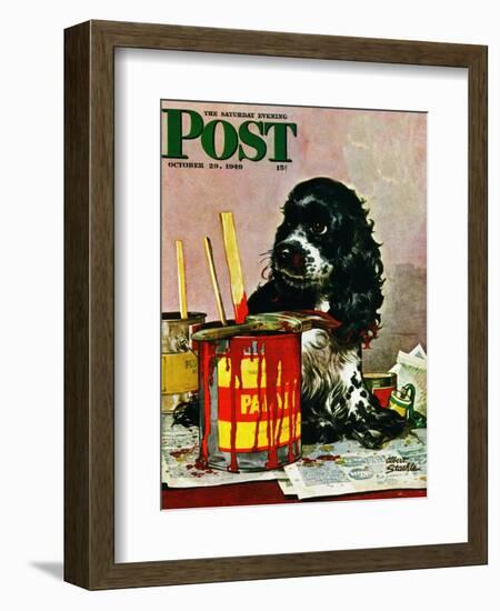 "Butch & Paint Cans," Saturday Evening Post Cover, October 29, 1949-Albert Staehle-Framed Giclee Print