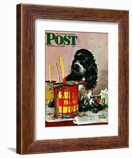 "Butch & Paint Cans," Saturday Evening Post Cover, October 29, 1949-Albert Staehle-Framed Giclee Print