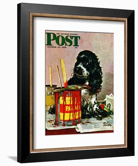 "Butch & Paint Cans," Saturday Evening Post Cover, October 29, 1949-Albert Staehle-Framed Giclee Print