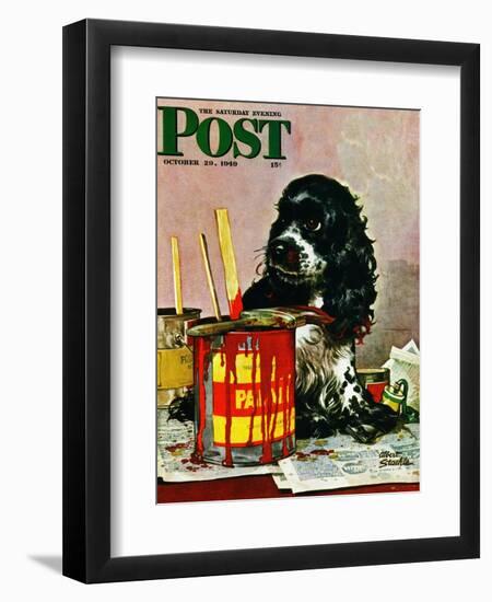 "Butch & Paint Cans," Saturday Evening Post Cover, October 29, 1949-Albert Staehle-Framed Giclee Print