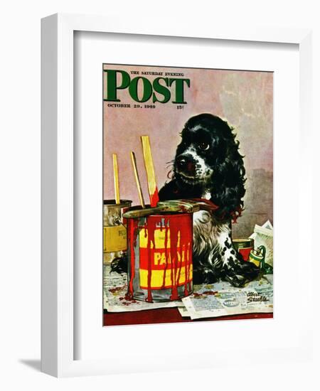 "Butch & Paint Cans," Saturday Evening Post Cover, October 29, 1949-Albert Staehle-Framed Giclee Print