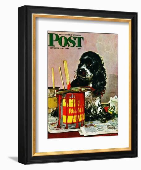 "Butch & Paint Cans," Saturday Evening Post Cover, October 29, 1949-Albert Staehle-Framed Giclee Print
