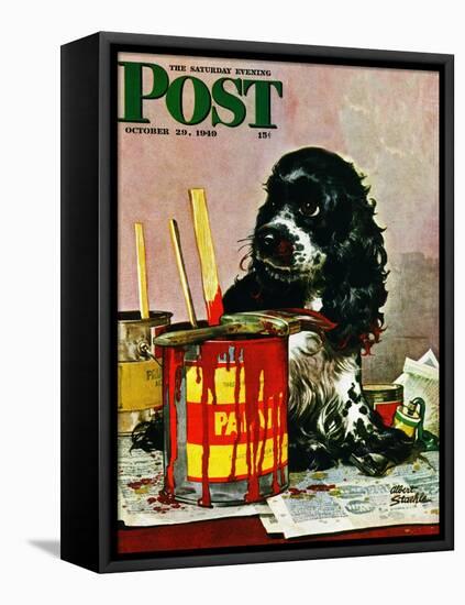 "Butch & Paint Cans," Saturday Evening Post Cover, October 29, 1949-Albert Staehle-Framed Premier Image Canvas