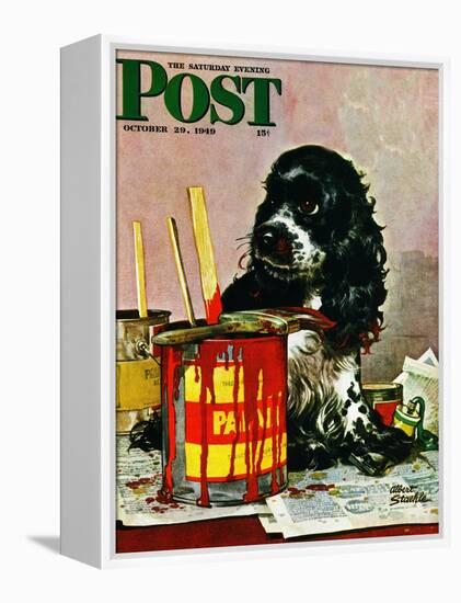 "Butch & Paint Cans," Saturday Evening Post Cover, October 29, 1949-Albert Staehle-Framed Premier Image Canvas