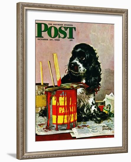 "Butch & Paint Cans," Saturday Evening Post Cover, October 29, 1949-Albert Staehle-Framed Giclee Print