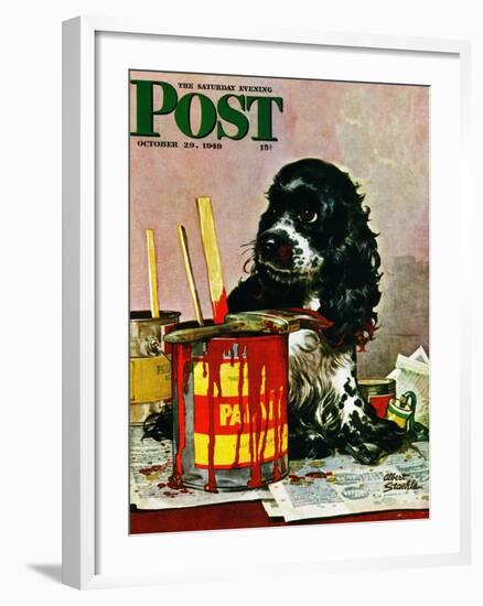 "Butch & Paint Cans," Saturday Evening Post Cover, October 29, 1949-Albert Staehle-Framed Giclee Print