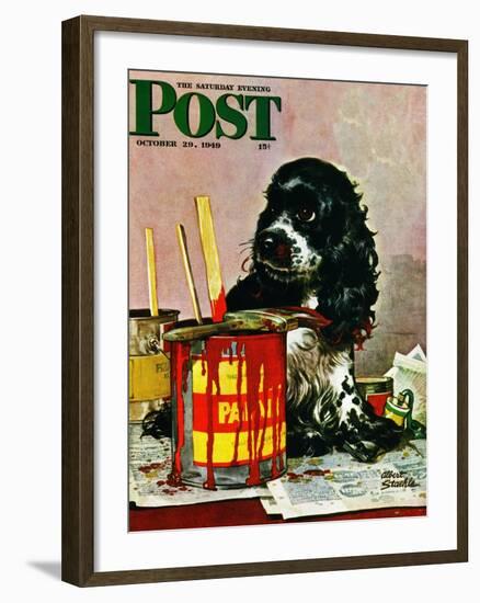 "Butch & Paint Cans," Saturday Evening Post Cover, October 29, 1949-Albert Staehle-Framed Giclee Print