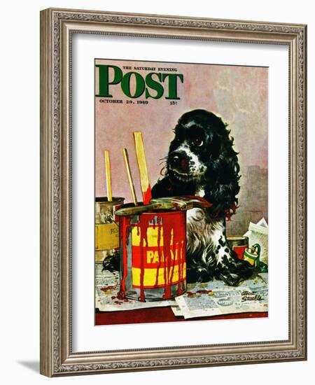 "Butch & Paint Cans," Saturday Evening Post Cover, October 29, 1949-Albert Staehle-Framed Giclee Print