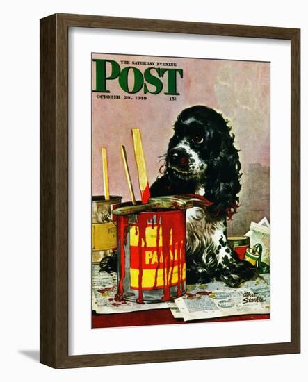 "Butch & Paint Cans," Saturday Evening Post Cover, October 29, 1949-Albert Staehle-Framed Giclee Print