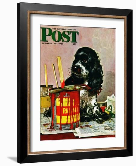 "Butch & Paint Cans," Saturday Evening Post Cover, October 29, 1949-Albert Staehle-Framed Giclee Print