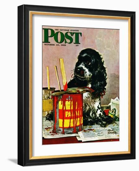 "Butch & Paint Cans," Saturday Evening Post Cover, October 29, 1949-Albert Staehle-Framed Giclee Print