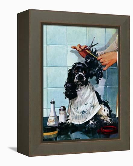 "Butch's Haircut," January 31, 1948-Albert Staehle-Framed Premier Image Canvas