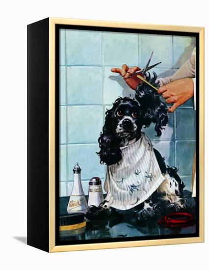 "Butch's Haircut," January 31, 1948-Albert Staehle-Framed Premier Image Canvas