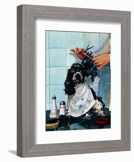 "Butch's Haircut," January 31, 1948-Albert Staehle-Framed Giclee Print