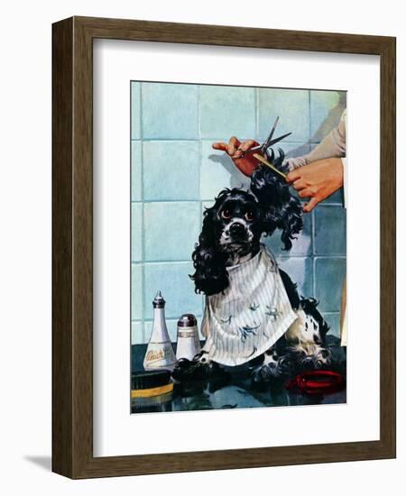 "Butch's Haircut," January 31, 1948-Albert Staehle-Framed Giclee Print