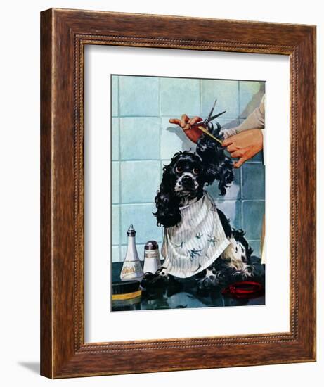 "Butch's Haircut," January 31, 1948-Albert Staehle-Framed Giclee Print