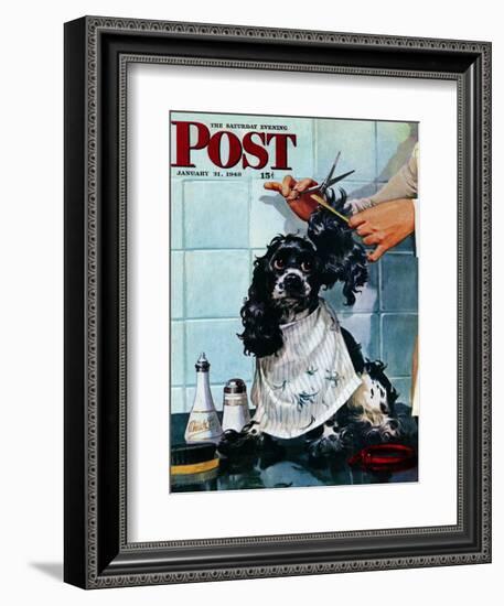 "Butch's Haircut," Saturday Evening Post Cover, January 31, 1948-Albert Staehle-Framed Giclee Print