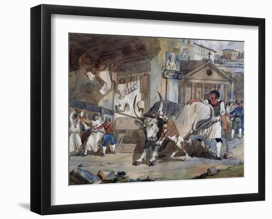 Butcher, by Achille Pinelli (1809-1841), Watercolor Drawing, Italy, 19th Century-null-Framed Giclee Print