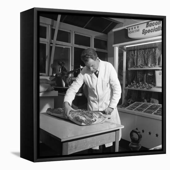 Butcher from Danish Bacon Giving a Demonstration, Kilnhurst, South Yorkshire, 1961-Michael Walters-Framed Premier Image Canvas