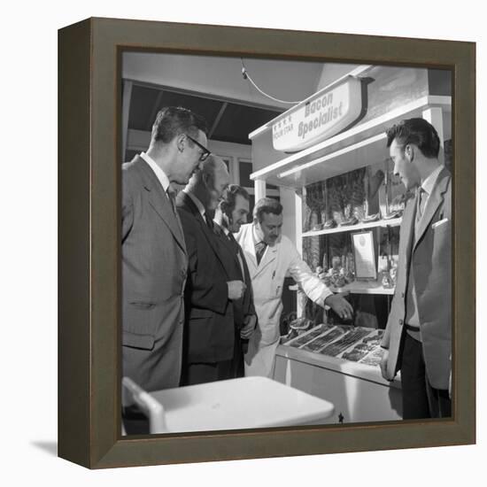 Butcher from Danish Bacon Giving a Demonstration, Kilnhurst, South Yorkshire, 1961-Michael Walters-Framed Stretched Canvas