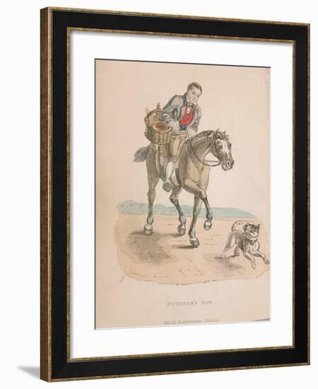 Butcher's Boy Riding a Horse Accompanied by a Dog Running Ahead, Carrying a Basket of Meat, C1830-null-Framed Giclee Print