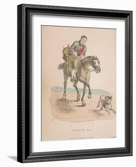 Butcher's Boy Riding a Horse Accompanied by a Dog Running Ahead, Carrying a Basket of Meat, C1830-null-Framed Giclee Print