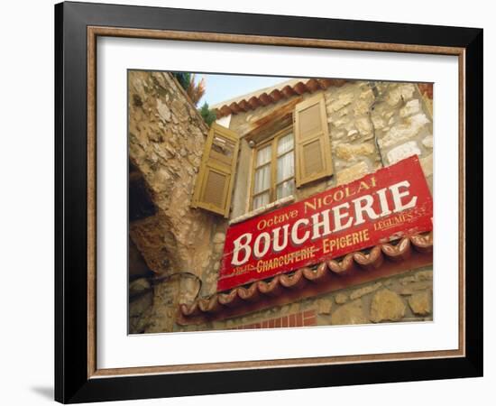 Butcher's Shop Sign, St. Agnes, Cote d'Azur, Provence, France, Europe-John Miller-Framed Photographic Print