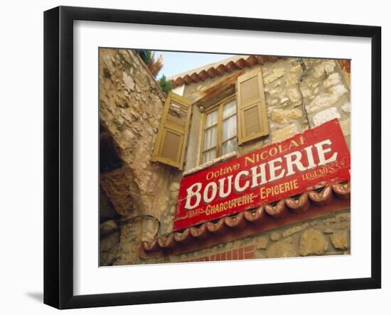 Butcher's Shop Sign, St. Agnes, Cote d'Azur, Provence, France, Europe-John Miller-Framed Photographic Print