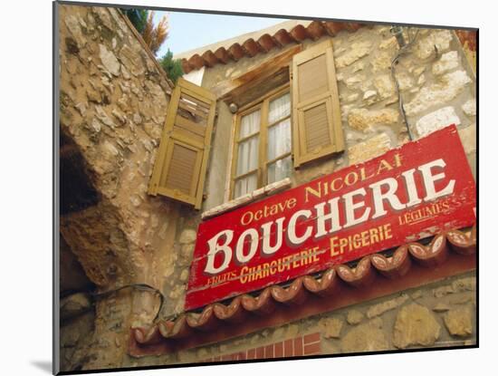 Butcher's Shop Sign, St. Agnes, Cote d'Azur, Provence, France, Europe-John Miller-Mounted Photographic Print