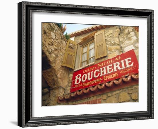 Butcher's Shop Sign, St. Agnes, Cote d'Azur, Provence, France, Europe-John Miller-Framed Photographic Print