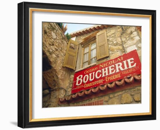 Butcher's Shop Sign, St. Agnes, Cote d'Azur, Provence, France, Europe-John Miller-Framed Photographic Print