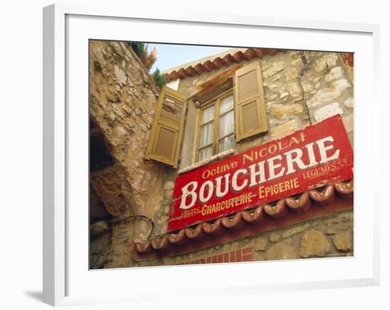 Butcher's Shop Sign, St. Agnes, Cote d'Azur, Provence, France, Europe-John Miller-Framed Photographic Print