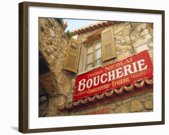 Butcher's Shop Sign, St. Agnes, Cote d'Azur, Provence, France, Europe-John Miller-Framed Photographic Print
