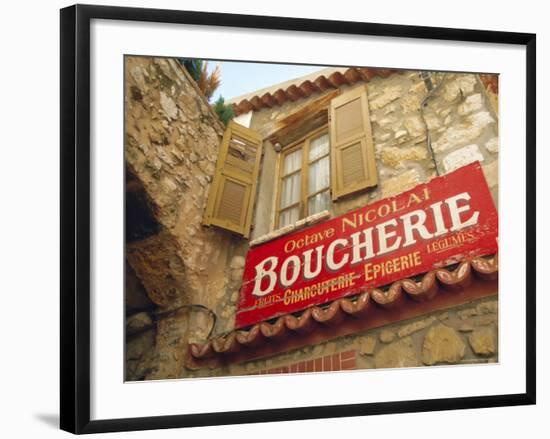 Butcher's Shop Sign, St. Agnes, Cote d'Azur, Provence, France, Europe-John Miller-Framed Photographic Print