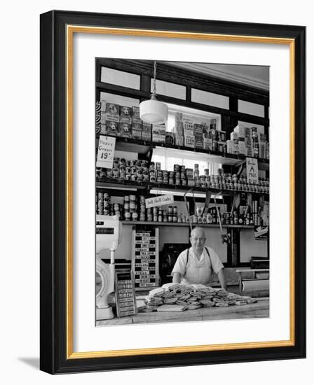 Butcher Standing at Meat Counter of Deli-Alfred Eisenstaedt-Framed Photographic Print