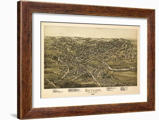 Butler, Pennsylvania - Panoramic Map-Lantern Press-Framed Art Print