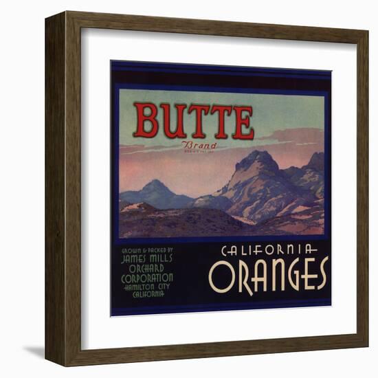 Butte Brand - Hamilton City, California - Citrus Crate Label-Lantern Press-Framed Art Print