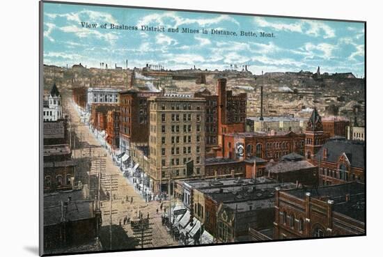 Butte, Montana, General View of the Business Section of City, Mines in Distance-Lantern Press-Mounted Art Print