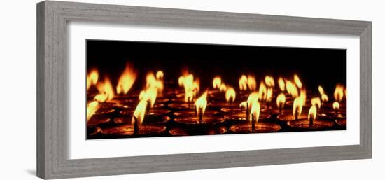 Butter lamps lit for the sacred full moon of July in Lo Manthang, Mustang Region, Nepal-null-Framed Photographic Print