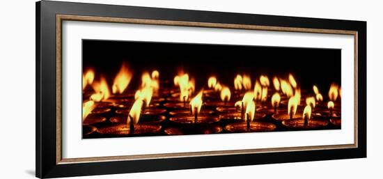 Butter lamps lit for the sacred full moon of July in Lo Manthang, Mustang Region, Nepal-null-Framed Photographic Print