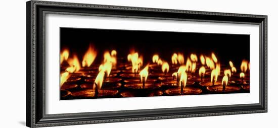 Butter lamps lit for the sacred full moon of July in Lo Manthang, Mustang Region, Nepal-null-Framed Photographic Print