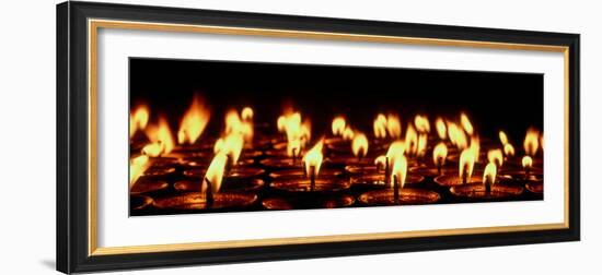 Butter lamps lit for the sacred full moon of July in Lo Manthang, Mustang Region, Nepal-null-Framed Photographic Print