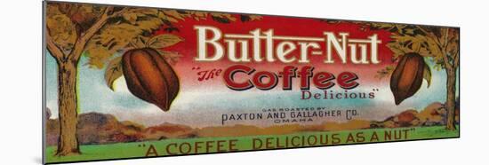 Butter Nut Coffee Label - Omaha, NE-Lantern Press-Mounted Art Print